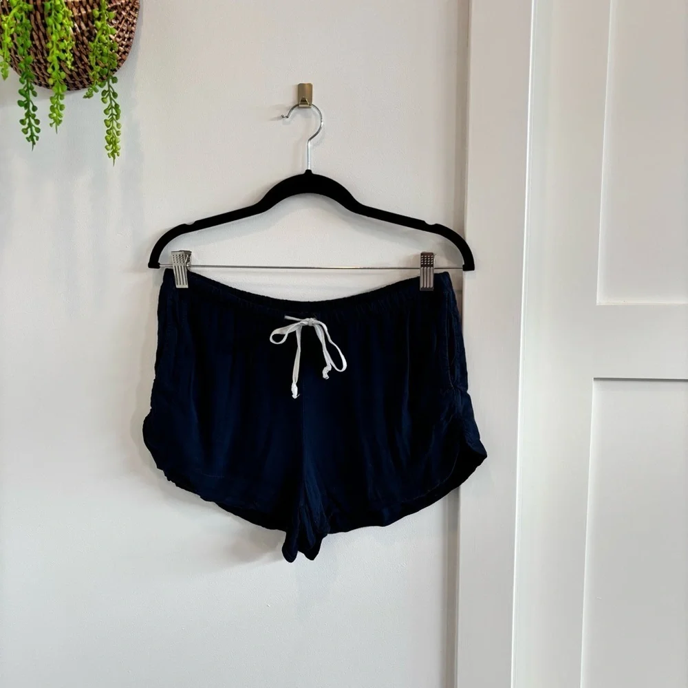 Brandy Melville Womens Navy Blue Elastic Waist Drawstring PullOn Shorts One Size
